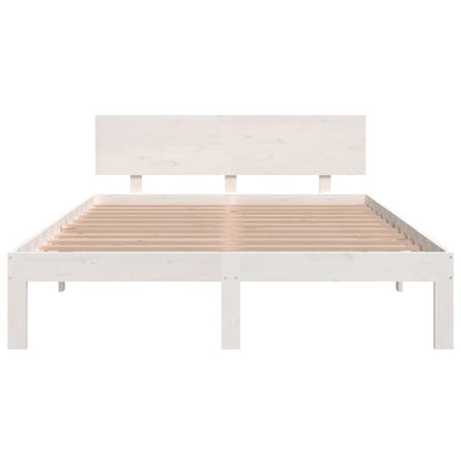 White Double Bed Frame 135x190cm | Sturdy Metal Finish
