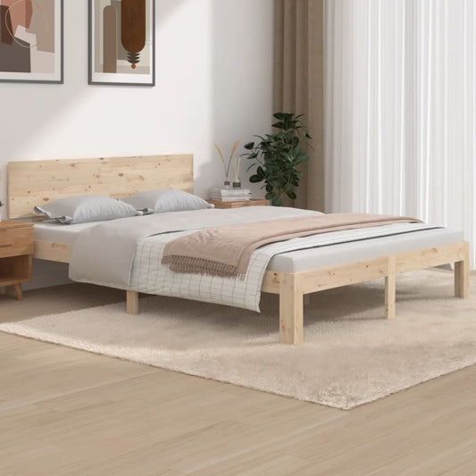 Solid Pine Wood Bed Frame 140x190cm - No Mattress Included