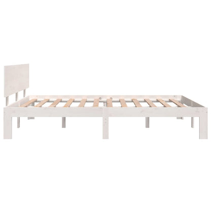 Solid Pine Wood Bed Frame, White, 140x190cm - No Mattress Included