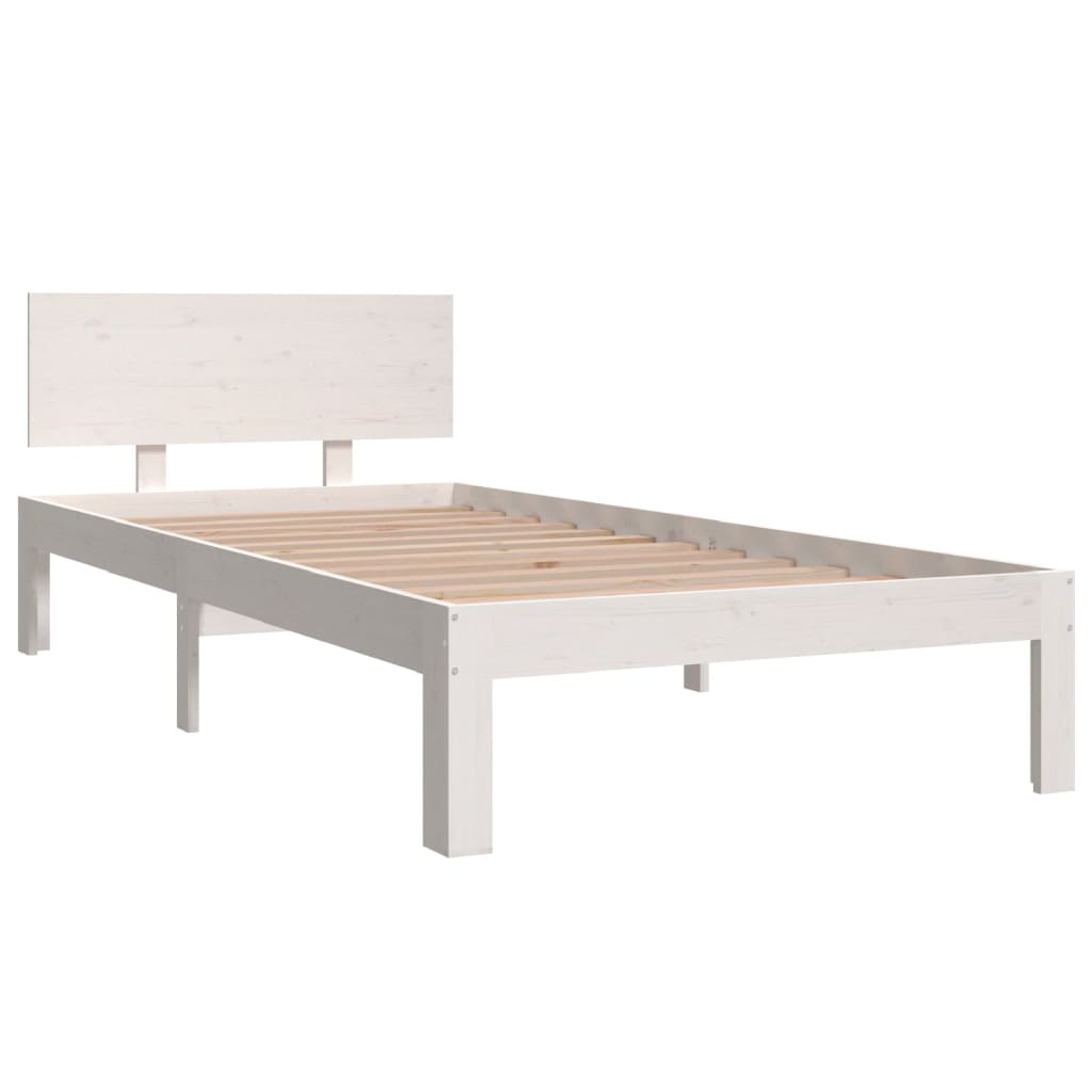 White Solid Pine Wood Bed Frame 90x200cm - No Mattress Included