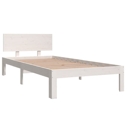 White Solid Pine Wood Bed Frame 90x200cm - No Mattress Included