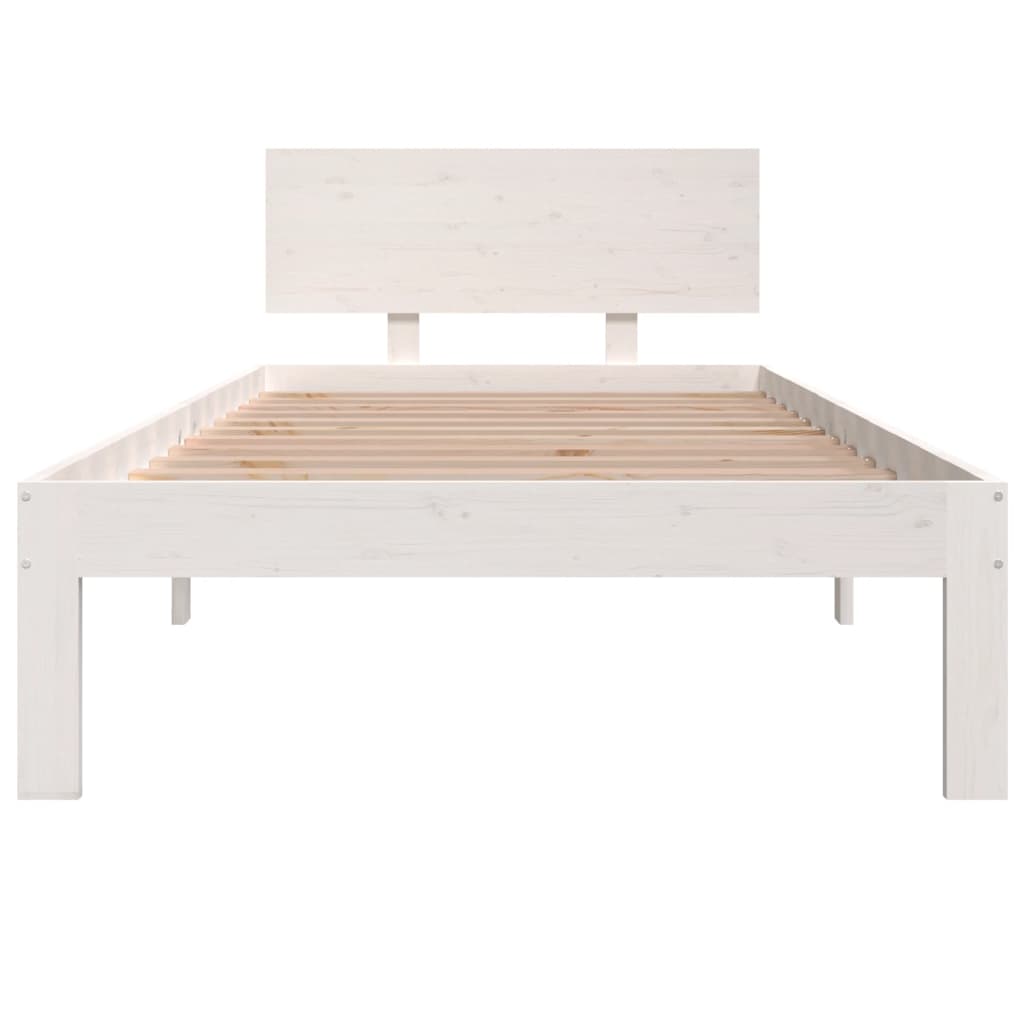 White Solid Pine Wood Bed Frame 90x200cm - No Mattress Included