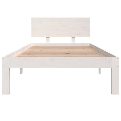 White Solid Pine Wood Bed Frame 90x200cm - No Mattress Included