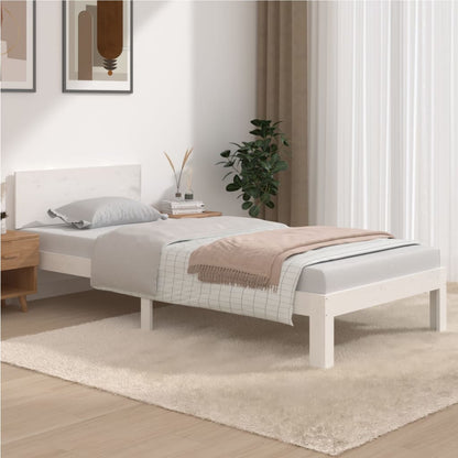 White Solid Pine Wood Bed Frame 90x200cm - No Mattress Included