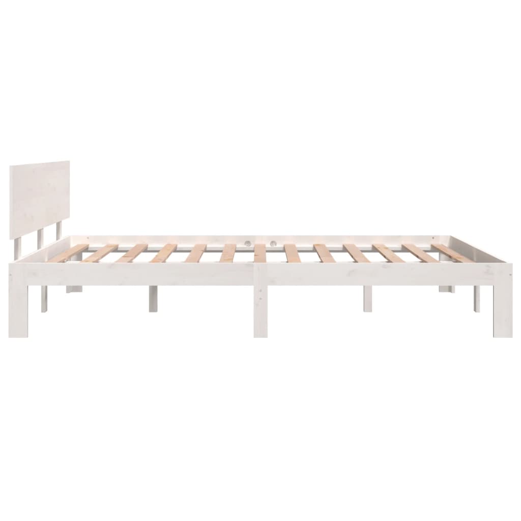 White Solid Pine Wood Bed Frame 140x200cm - No Mattress Included
