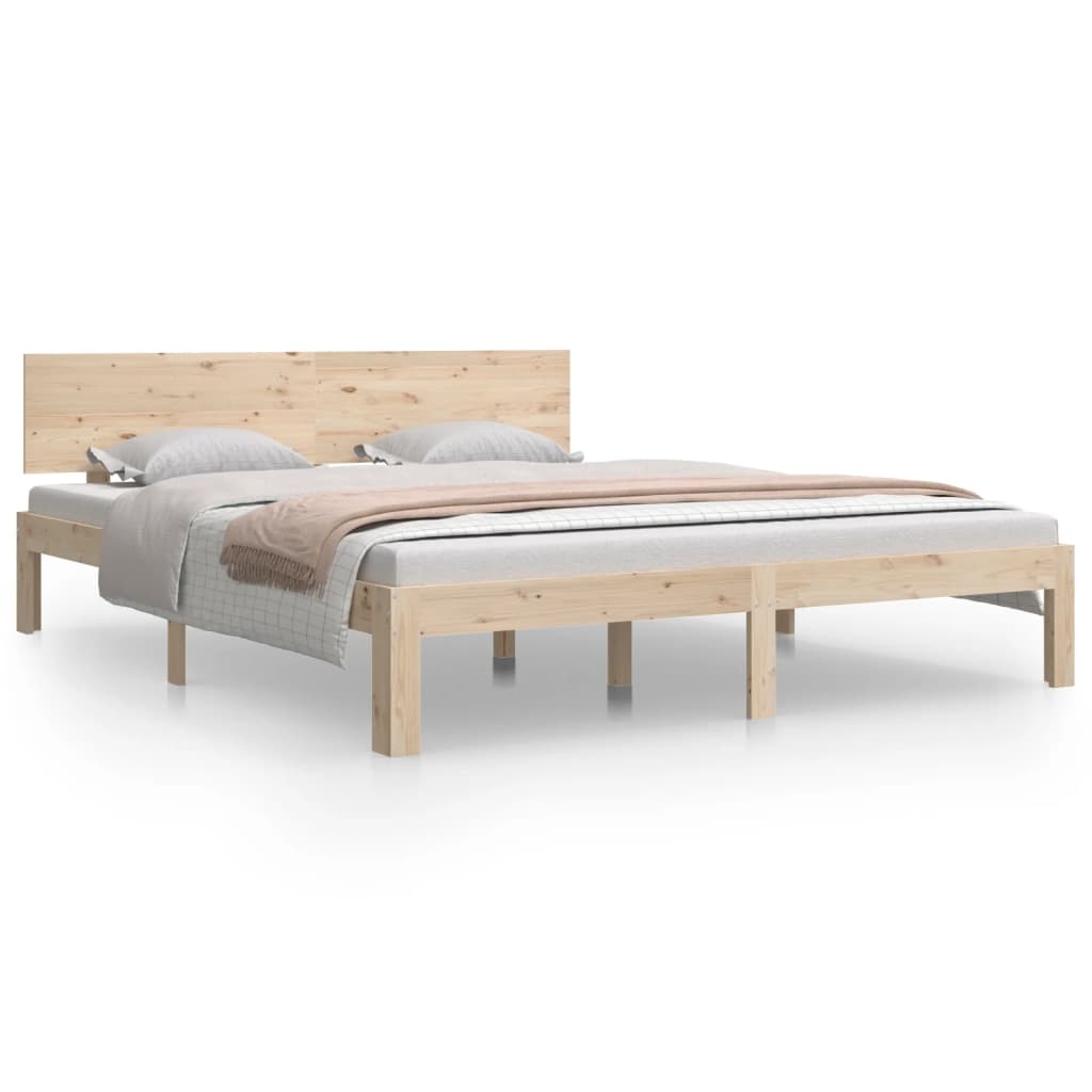 Solid Pine Wood Bed Frame 160x200cm - Natural Finish
