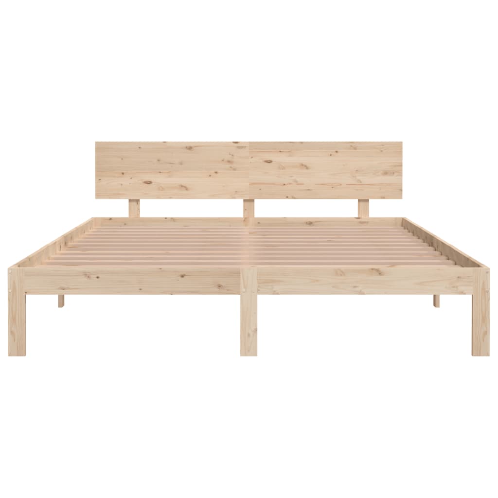 Solid Pine Wood Bed Frame 160x200cm - Natural Finish