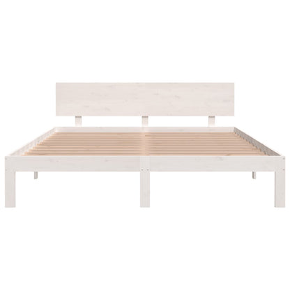 White Solid Pine Wood Bed Frame 160x200cm - No Mattress Included