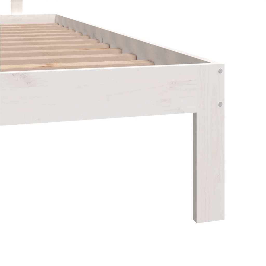 White Solid Pine Wood Bed Frame 160x200cm - No Mattress Included