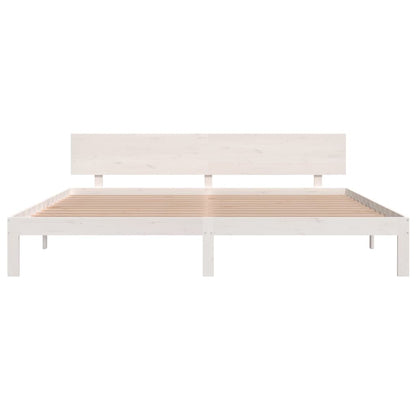 White Solid Pine Wood Bed Frame 200x200cm - No Mattress Included
