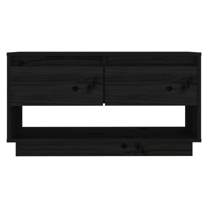 TV Cabinet Black 74x34x40 cm Solid Wood Pine