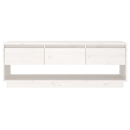 TV Cabinet White 110.5x34x40 cm Solid Wood Pine