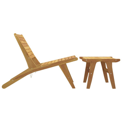 Teak Solid Wood Garden Chair with Footrest - Outdoor Comfort