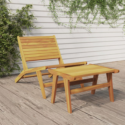 Teak Solid Wood Garden Chair with Footrest - Outdoor Comfort