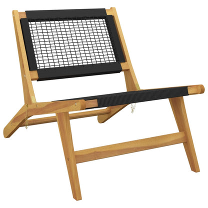 Teak Wood & Polyester Garden Chair with Footrest - Solid & Stylish