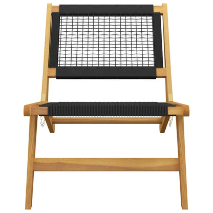 Teak Wood & Polyester Garden Chair with Footrest - Solid & Stylish