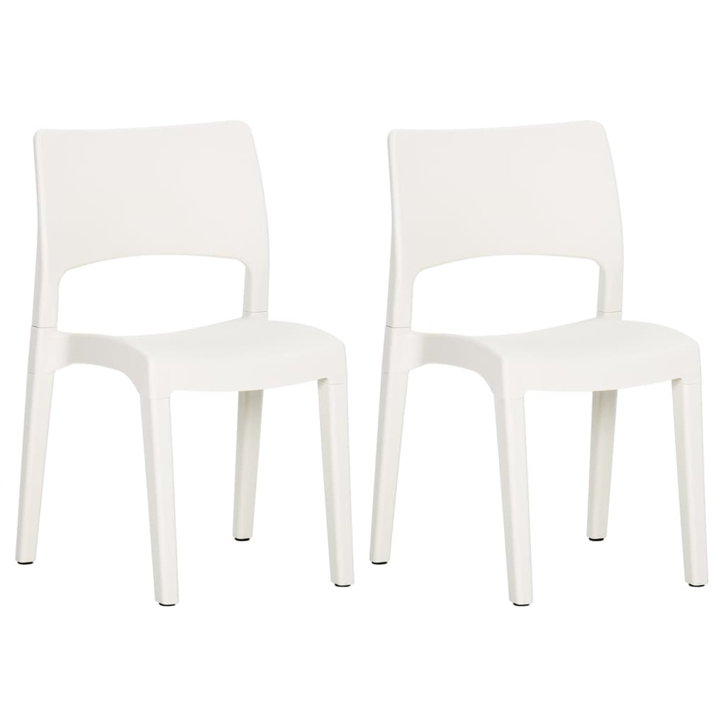 2-Piece White Polypropylene Garden Chairs - Stylish & Durable