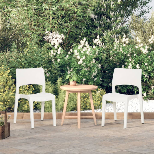 2-Piece White Polypropylene Garden Chairs - Stylish & Durable