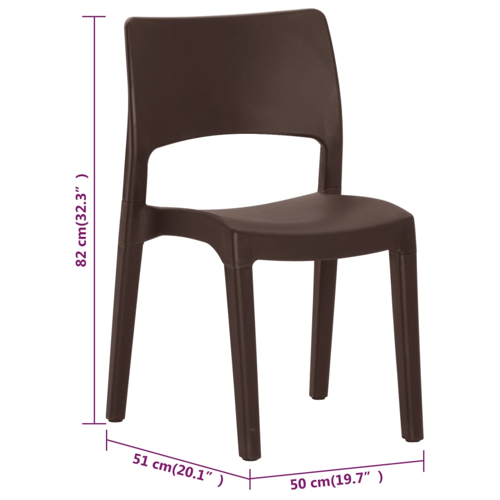 Set of 2 Garden Chairs in Mocha Polypropylene - Durable & Stylish