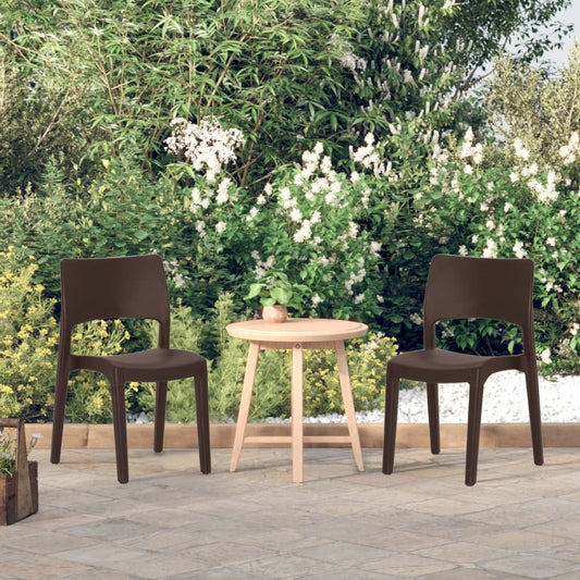 Set of 2 Garden Chairs in Mocha Polypropylene - Durable & Stylish