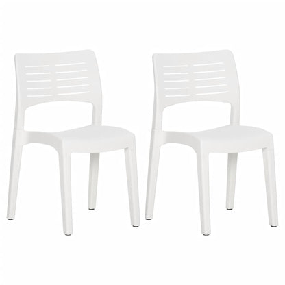 White Polypropylene Garden Chairs Set of 2 - Stylish & Durable
