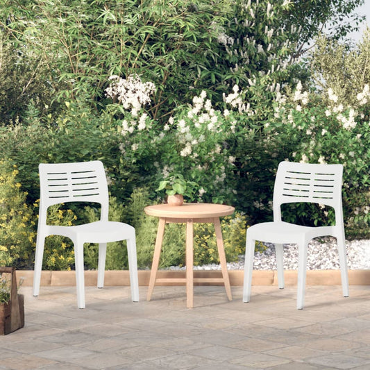 White Polypropylene Garden Chairs Set of 2 - Stylish & Durable