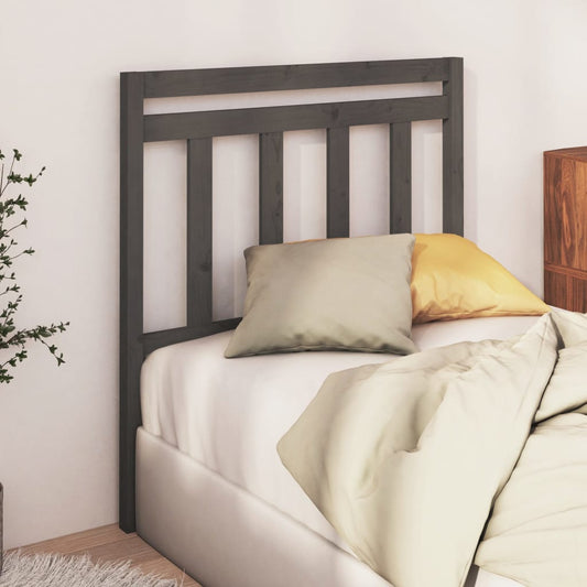 Solid Pine Wood Grey Bed Headboard - 81x4x100 cm