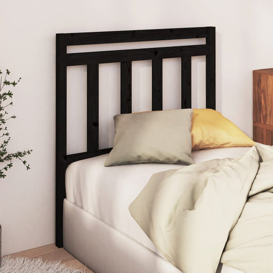 Elegant Black Pine Wood Headboard - 106x4x100 cm