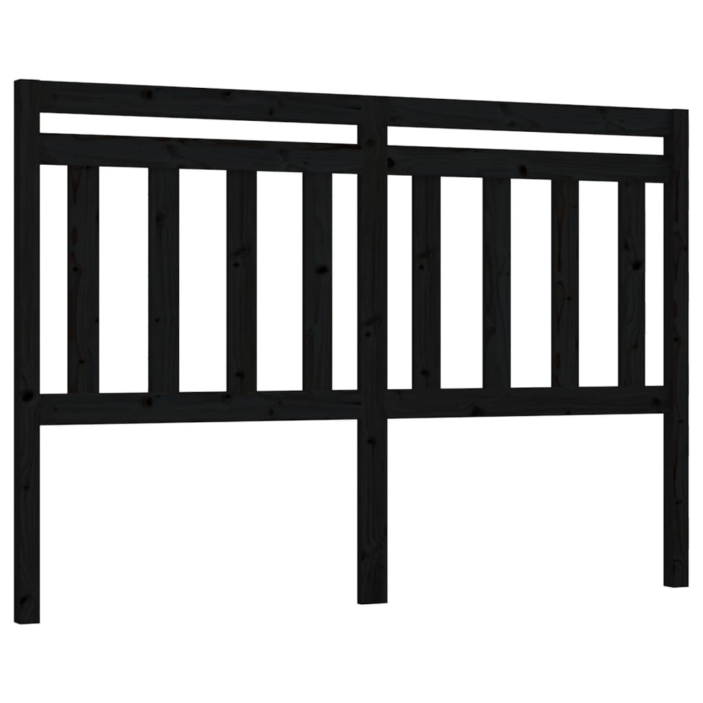 Solid Wood Pine Black Headboard 146x4x100 cm - Stylish & Durable