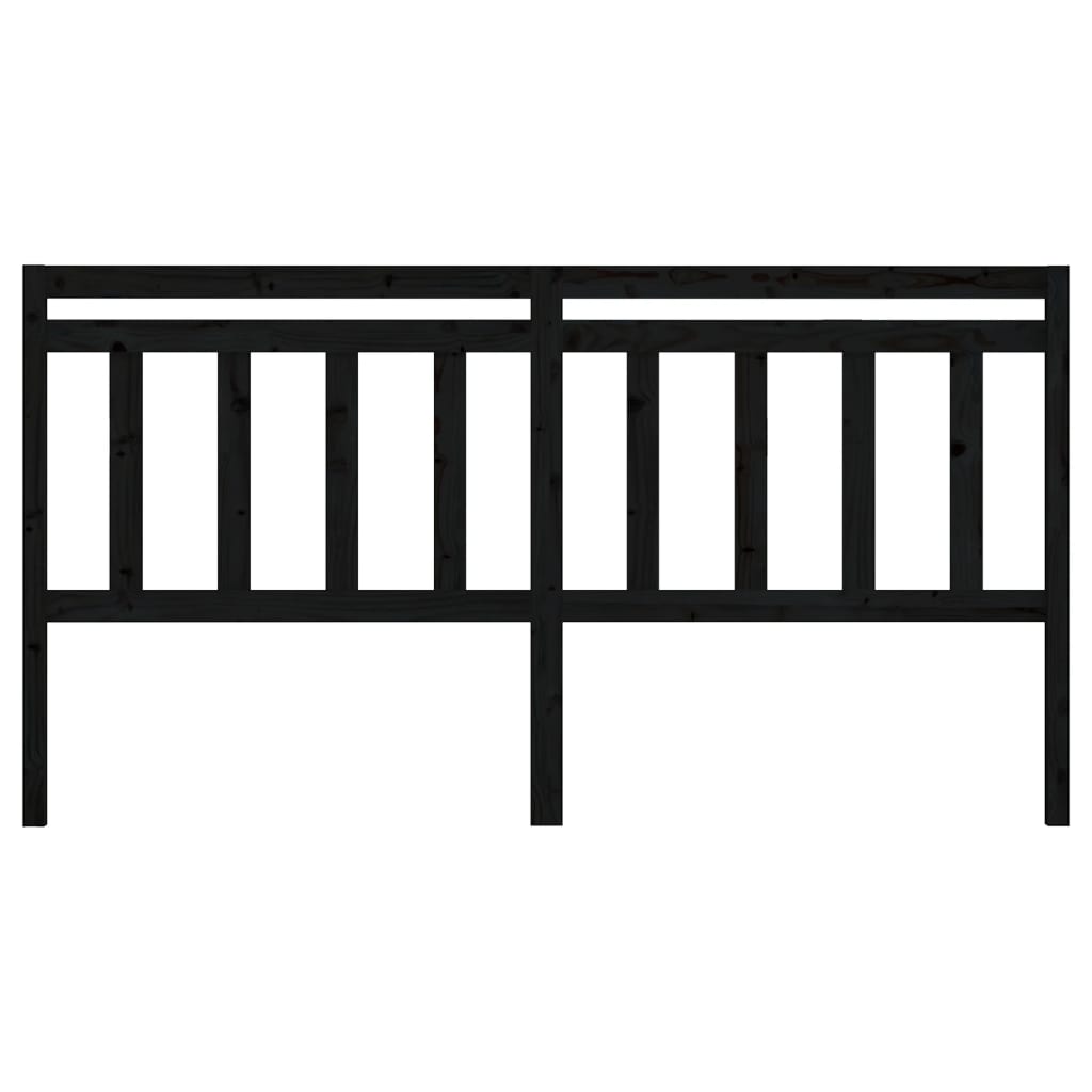 Solid Pine Black Headboard 186x4x100 cm - Elegant Bedroom Decor