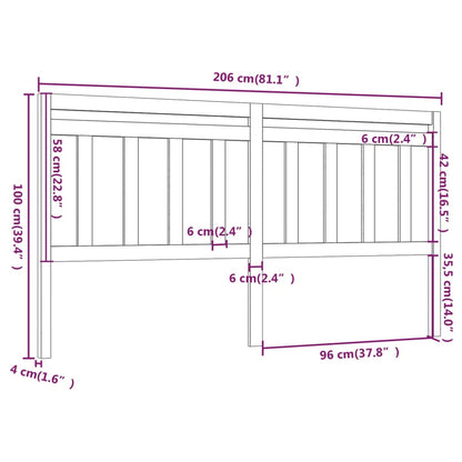 Solid Pine Wood Honey Brown Bed Headboard 206x4x100 cm