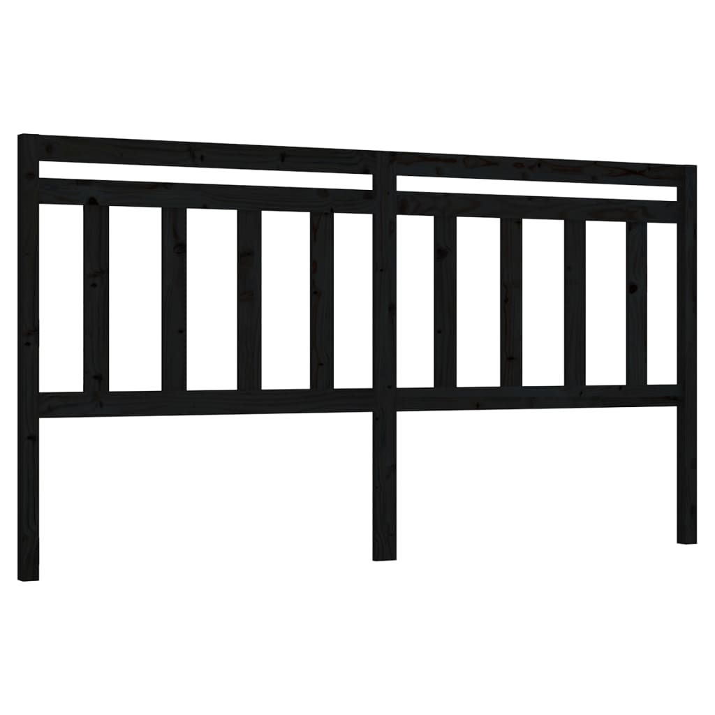 Solid Pine Black Bed Headboard - 206x4x100 cm