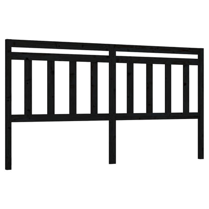Solid Pine Black Bed Headboard - 206x4x100 cm