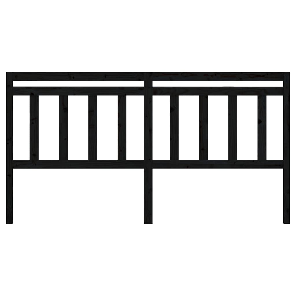 Solid Pine Black Bed Headboard - 206x4x100 cm