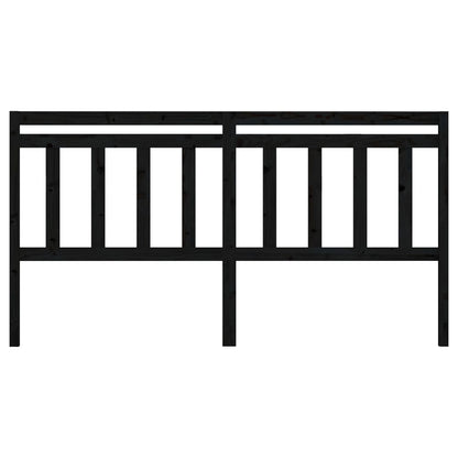 Solid Pine Black Bed Headboard - 206x4x100 cm