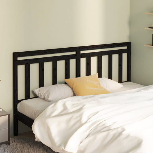 Solid Pine Black Bed Headboard - 206x4x100 cm