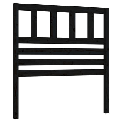 Solid Pine Wood Bed Headboard, Black, 81x4x100 cm
