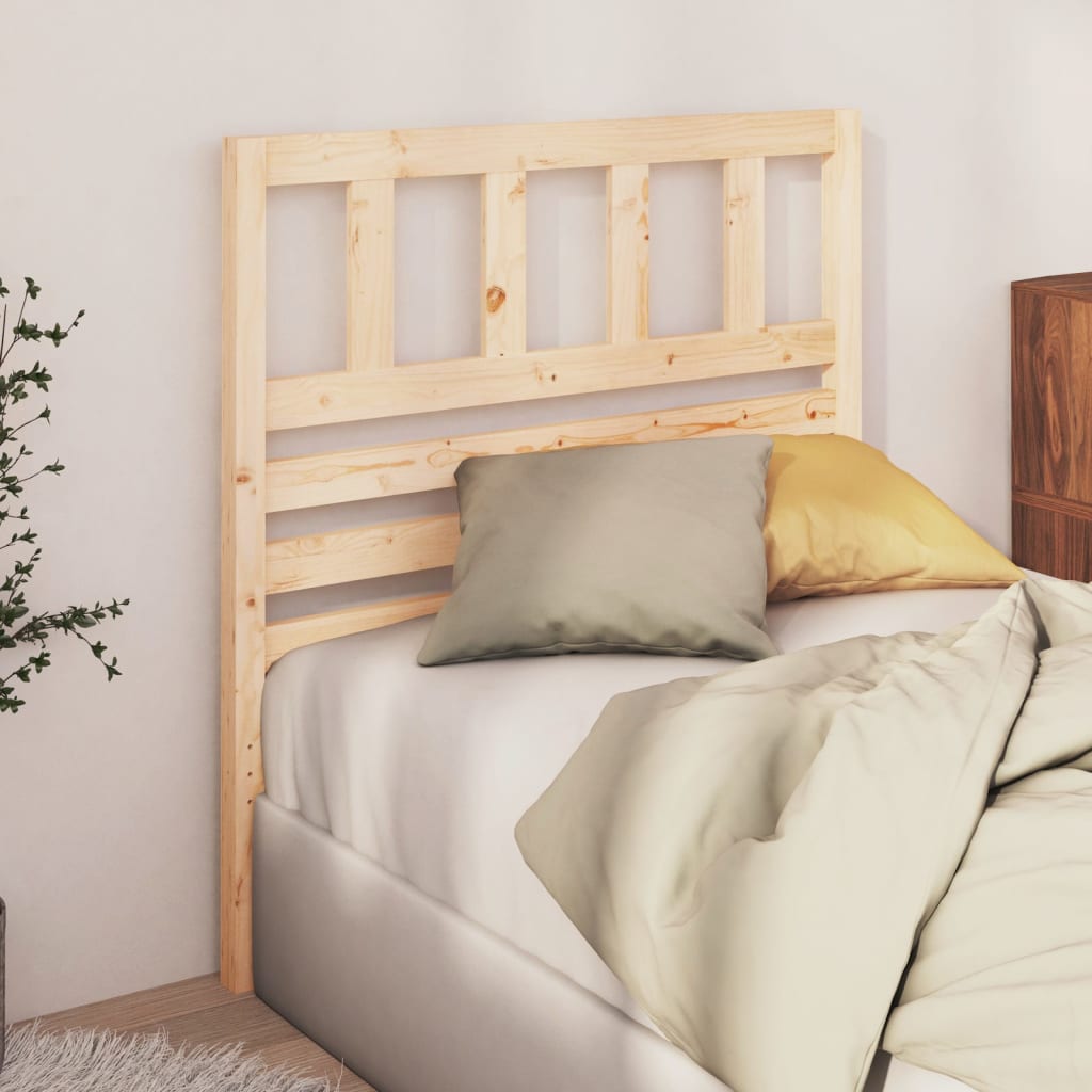 Solid Pine Wood Bed Headboard - 96x4x100 cm, Natural Finish