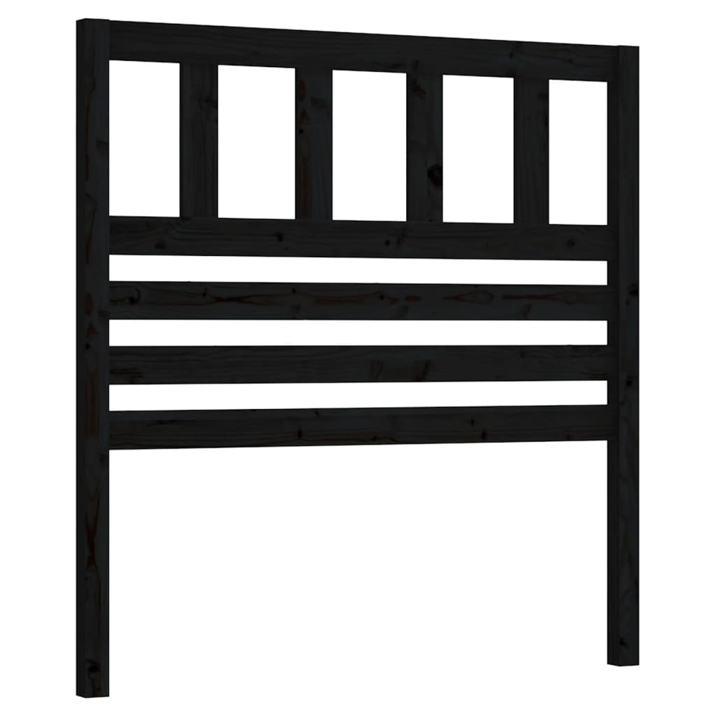 Solid Pine Wood Bed Headboard - Black 96x4x100 cm
