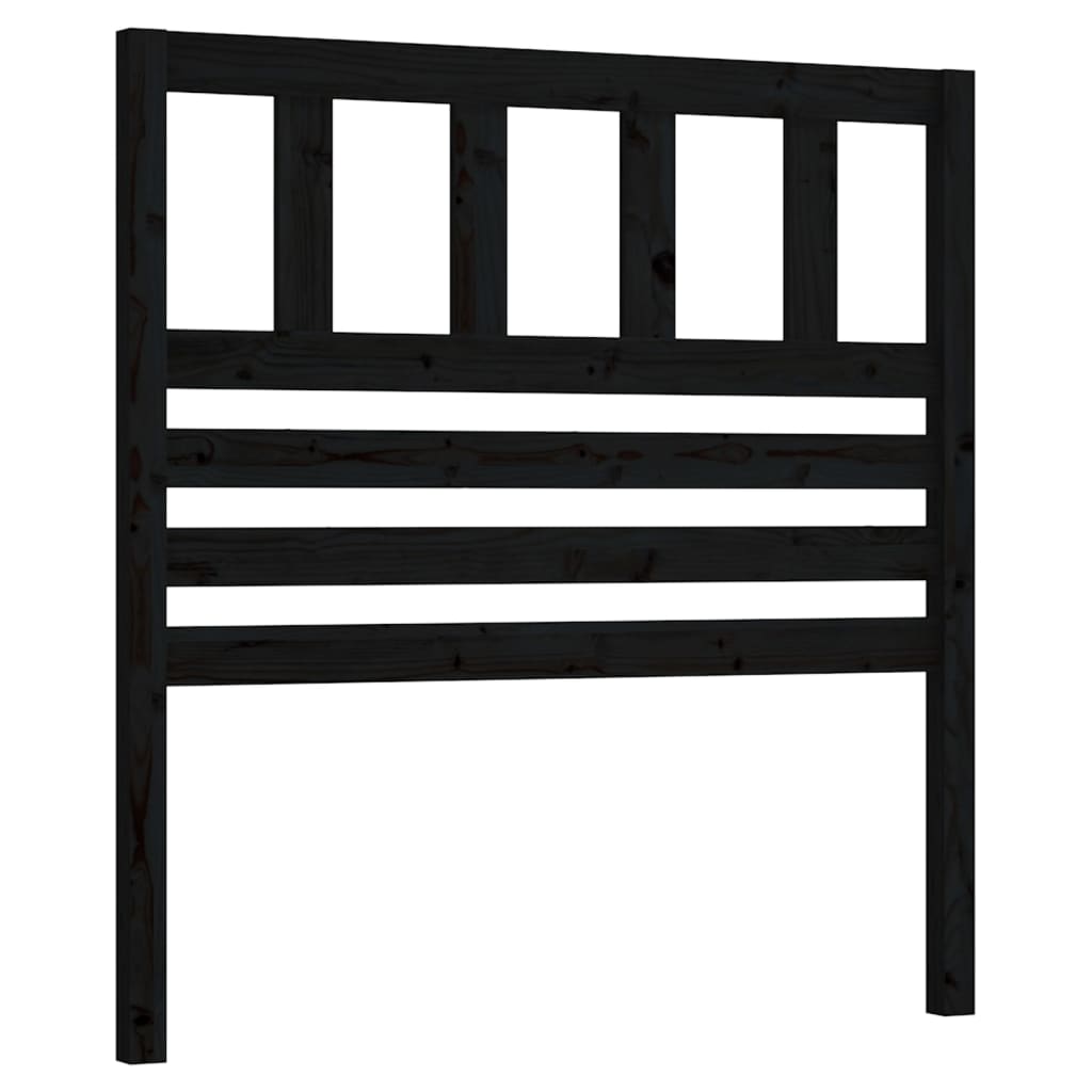Solid Wood Black Headboard 106x4x100 cm | Pine Finish