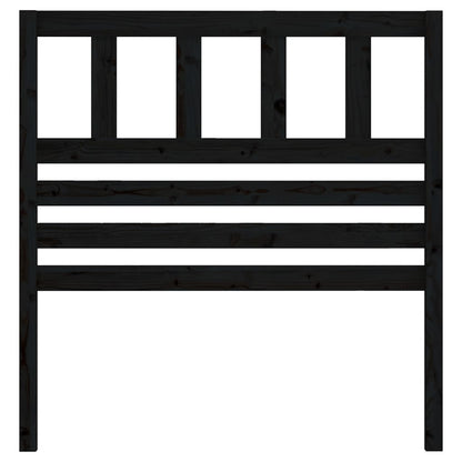 Solid Wood Black Headboard 106x4x100 cm | Pine Finish