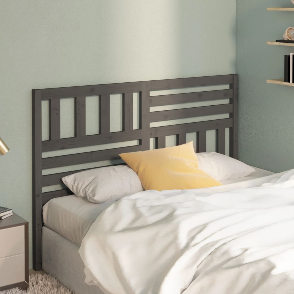 Solid Pine Bed Headboard - Grey, 126x4x100 cm