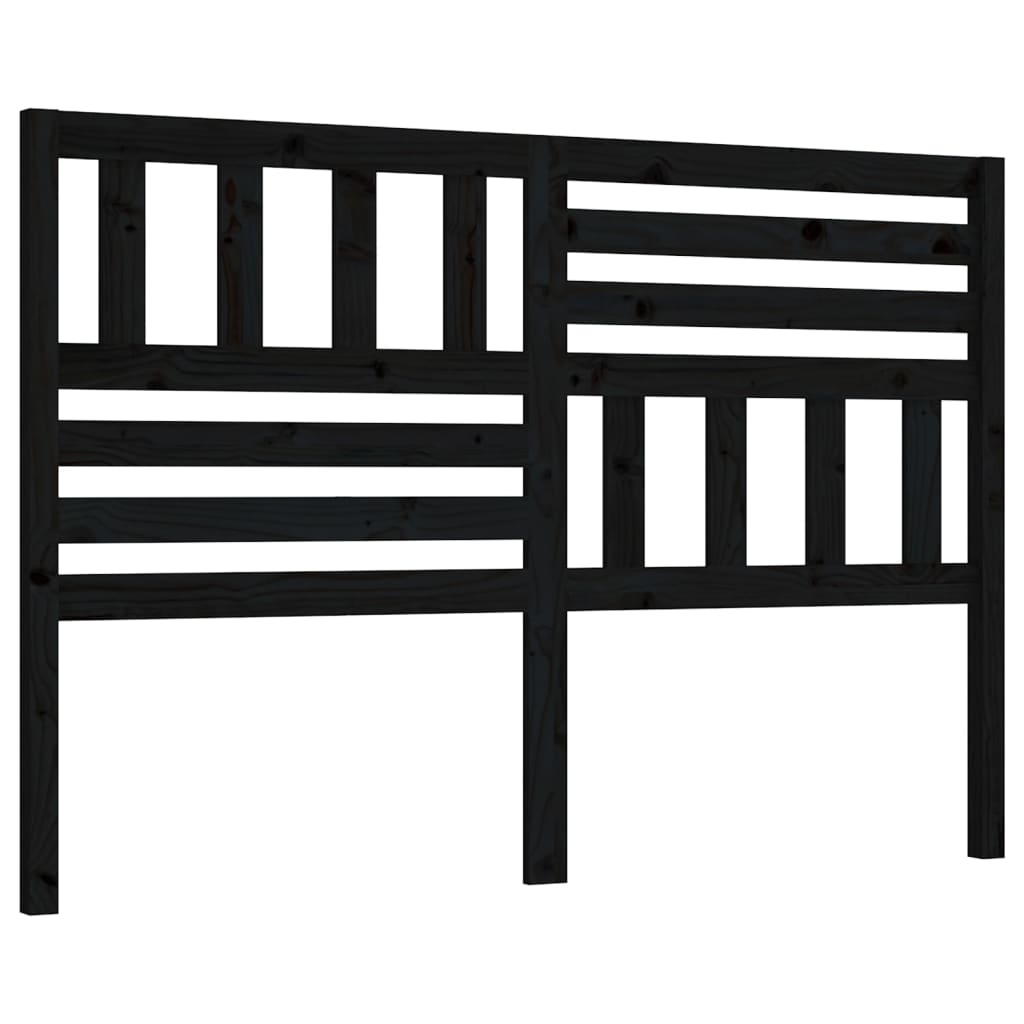 Solid Pine Wood Black Headboard 126x4x100 cm | Elegant Design