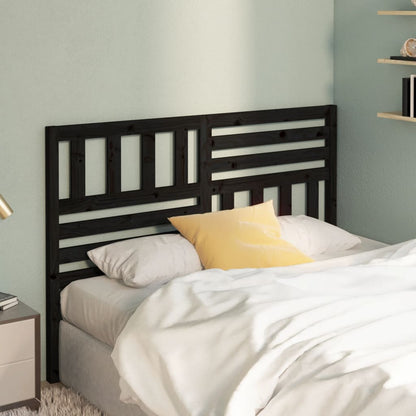 Solid Pine Wood Black Headboard 126x4x100 cm | Elegant Design