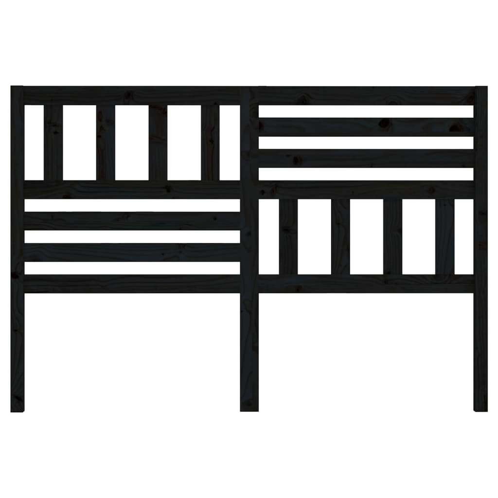 Solid Pine Wood Black Headboard 126x4x100 cm | Elegant Design