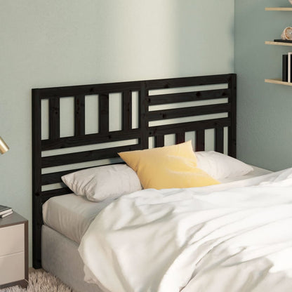 Black Solid Pine Wood Headboard, 146x4x100 cm - Stylish & Durable