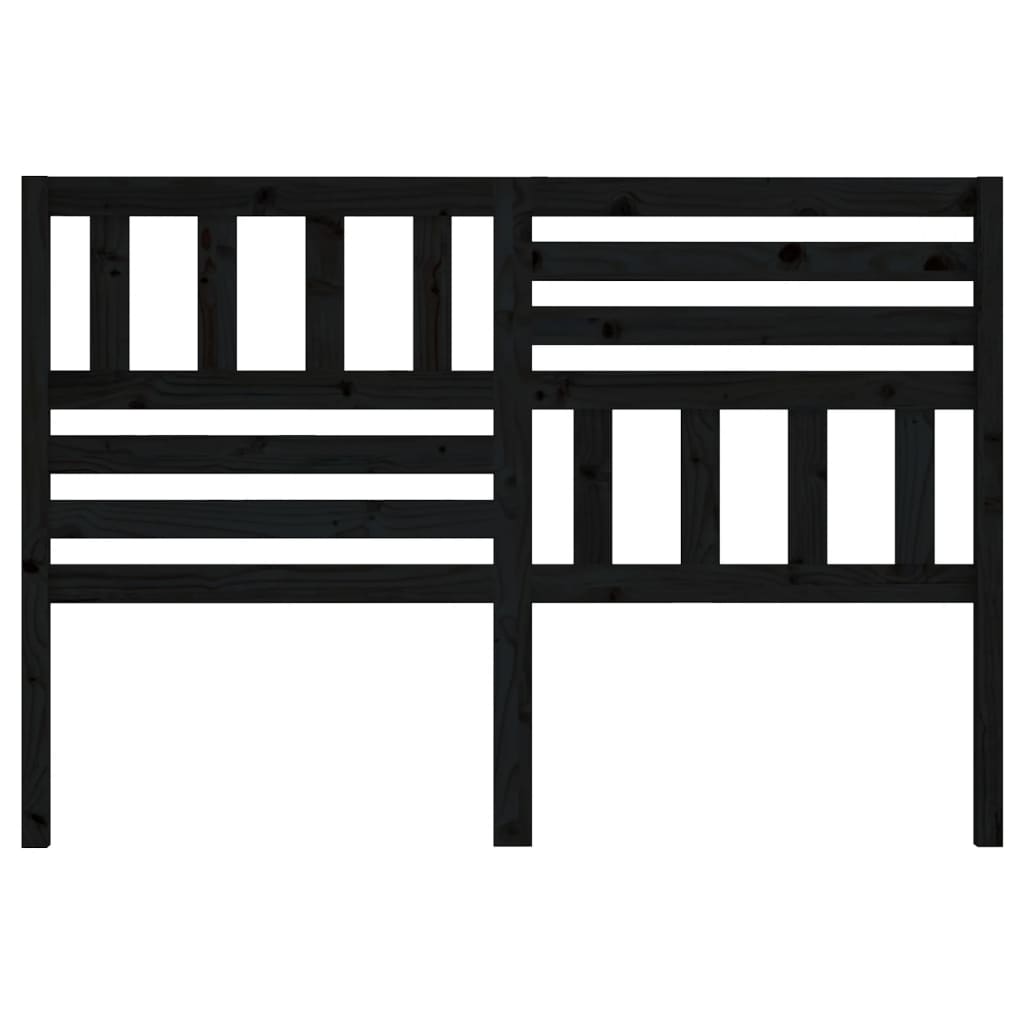 Black Solid Pine Wood Headboard, 146x4x100 cm - Stylish & Durable