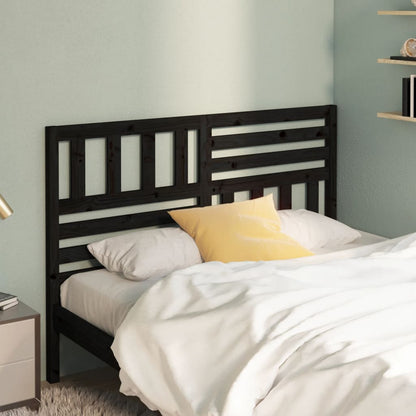 Black Solid Pine Wood Headboard, 146x4x100 cm - Stylish & Durable