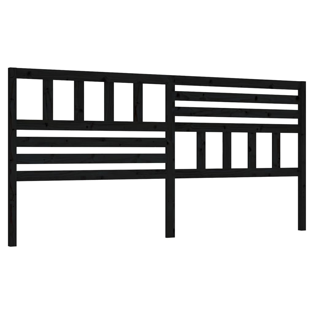 Black Solid Pine Wood Headboard - 186x4x100 cm - Stylish & Durable