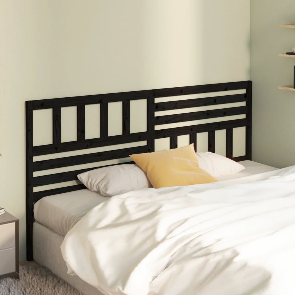 Black Solid Pine Wood Headboard - 186x4x100 cm - Stylish & Durable